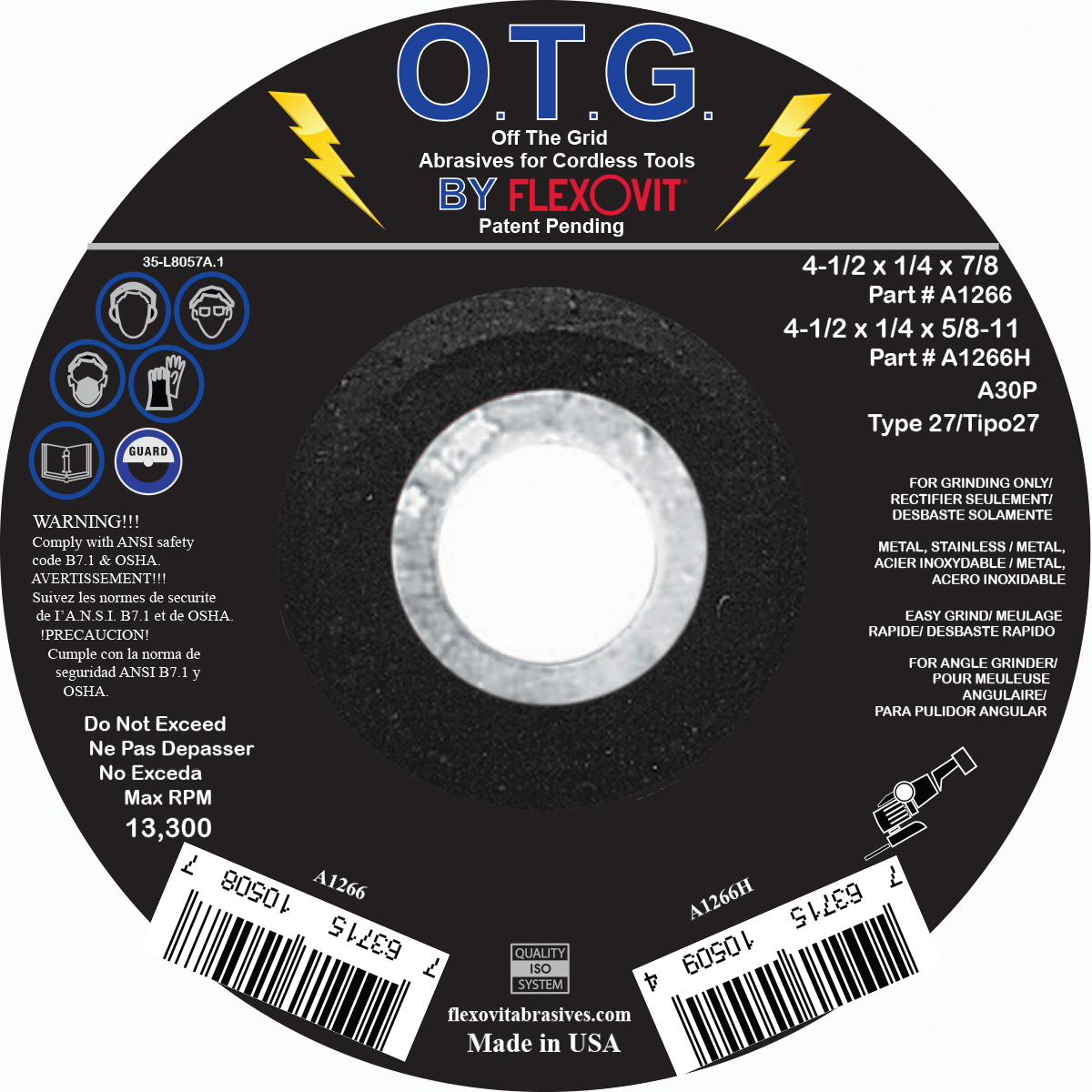 Flexovit O.T.G. Abrasive Wheels for Cordless Tools Contractor Supply